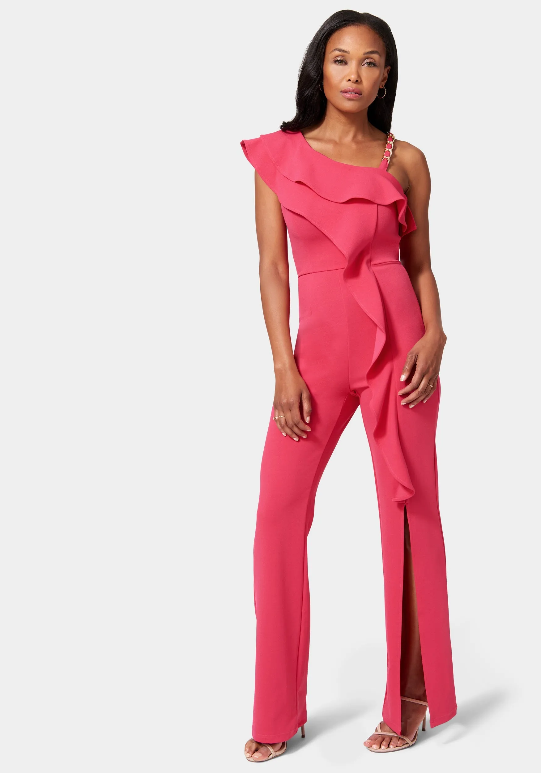 Knit Crepe Cascade Wide Leg Jumpsuit sold by Bebe product image thumbnail 2