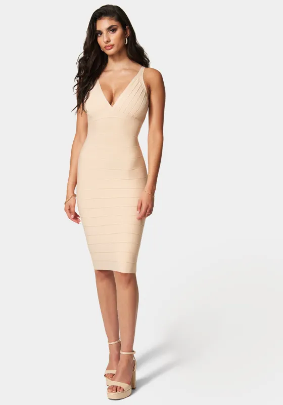 Luxe Bandage V-Neck Midi Dress sold by Bebe