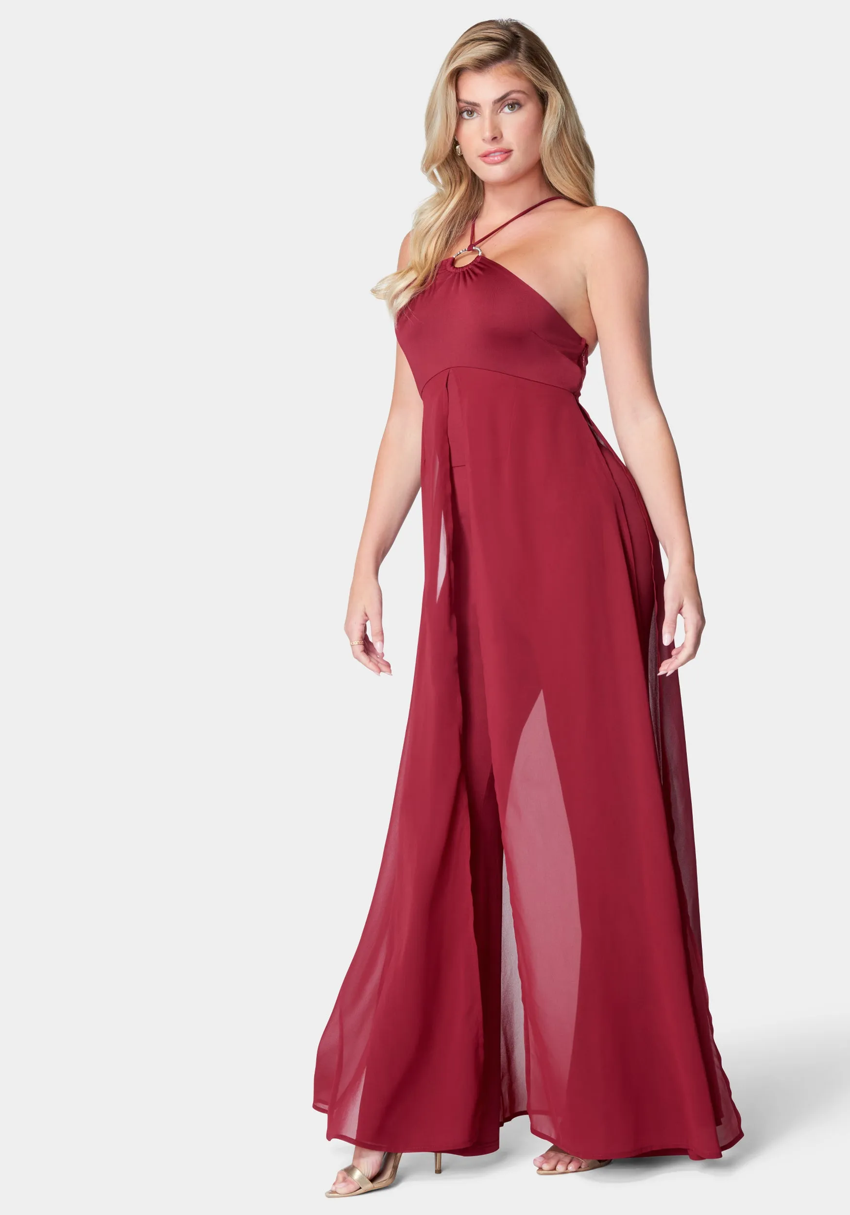 Overlay Wide Leg Jumpsuit sold by Bebe