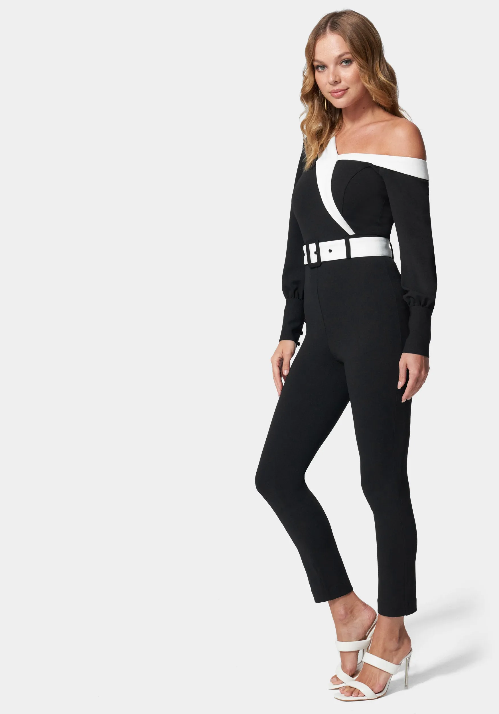 Asymmetric Tailored Colorblock Jumpsuit sold by Bebe product image thumbnail 2