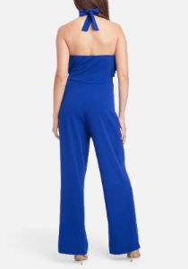 Double Ruffle Halter Jumpsuit sold by Bebe