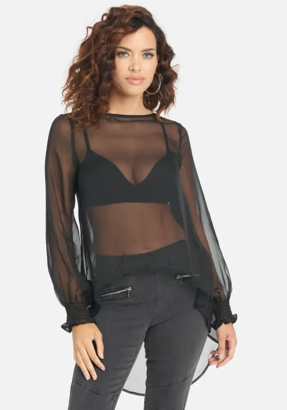 Chiffon High Low Woven Top sold by Bebe