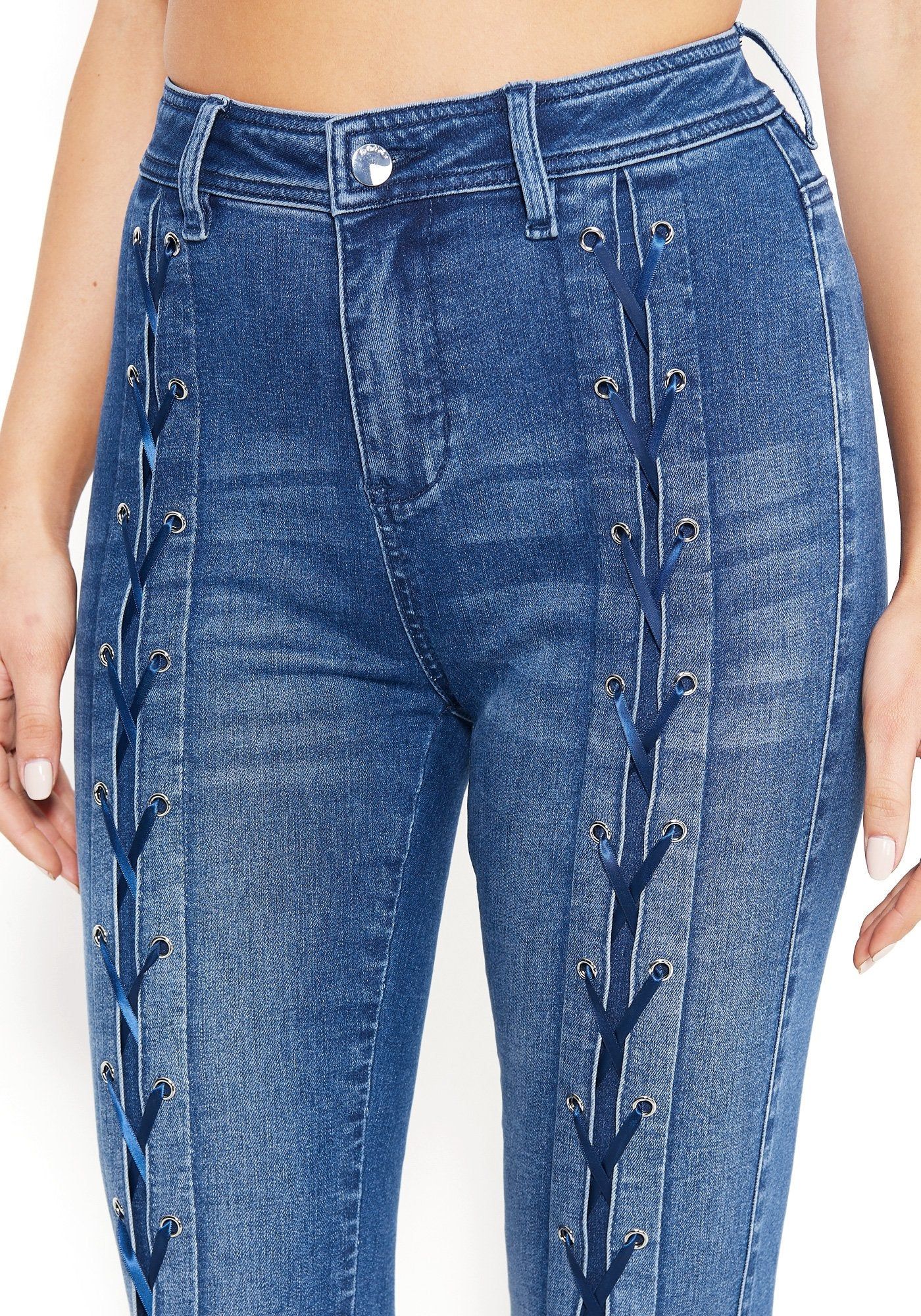 Lace-Up Skinny Jeans sold by Bebe product image thumbnail 4