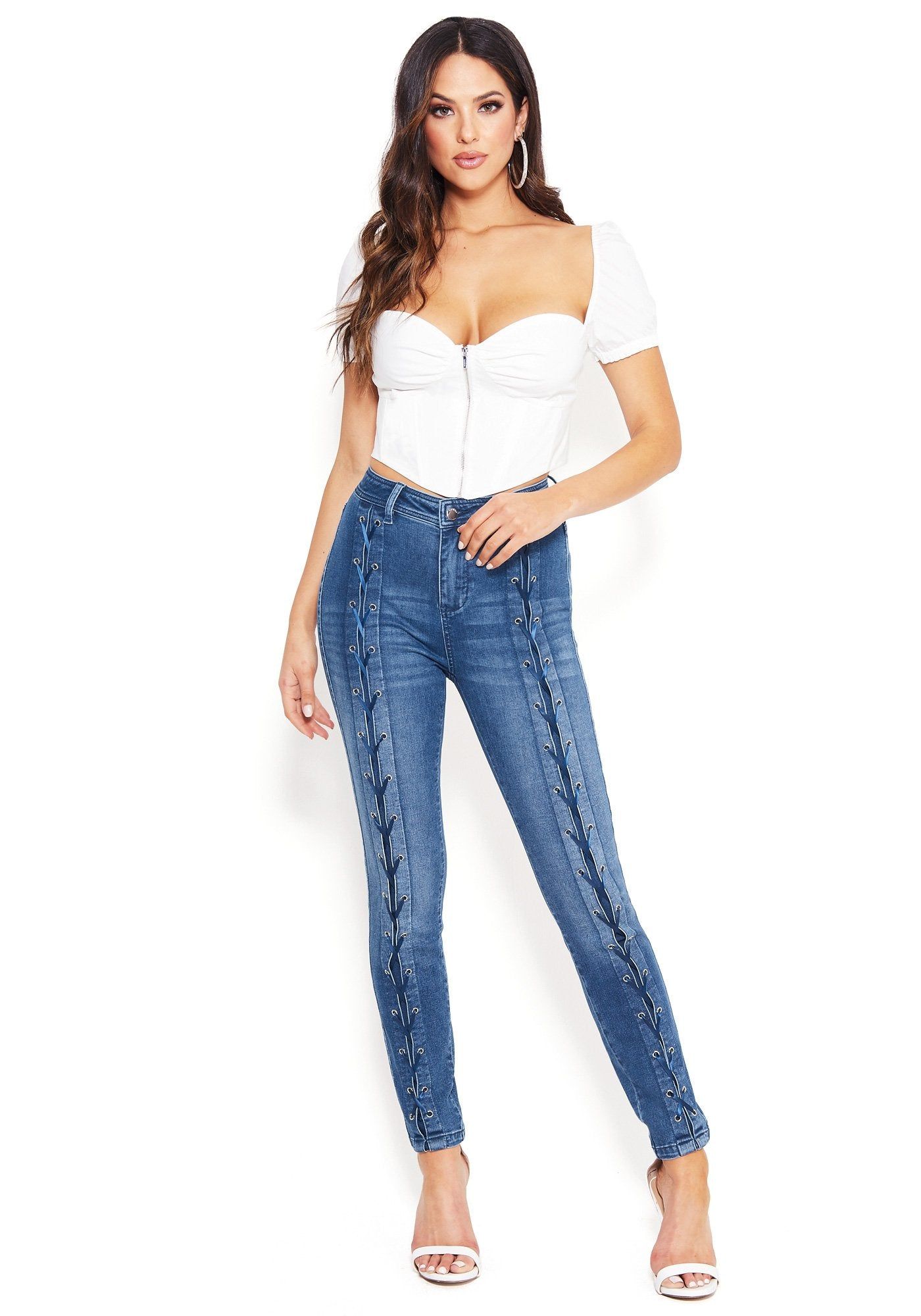 Lace-Up Skinny Jeans sold by Bebe product image thumbnail 2