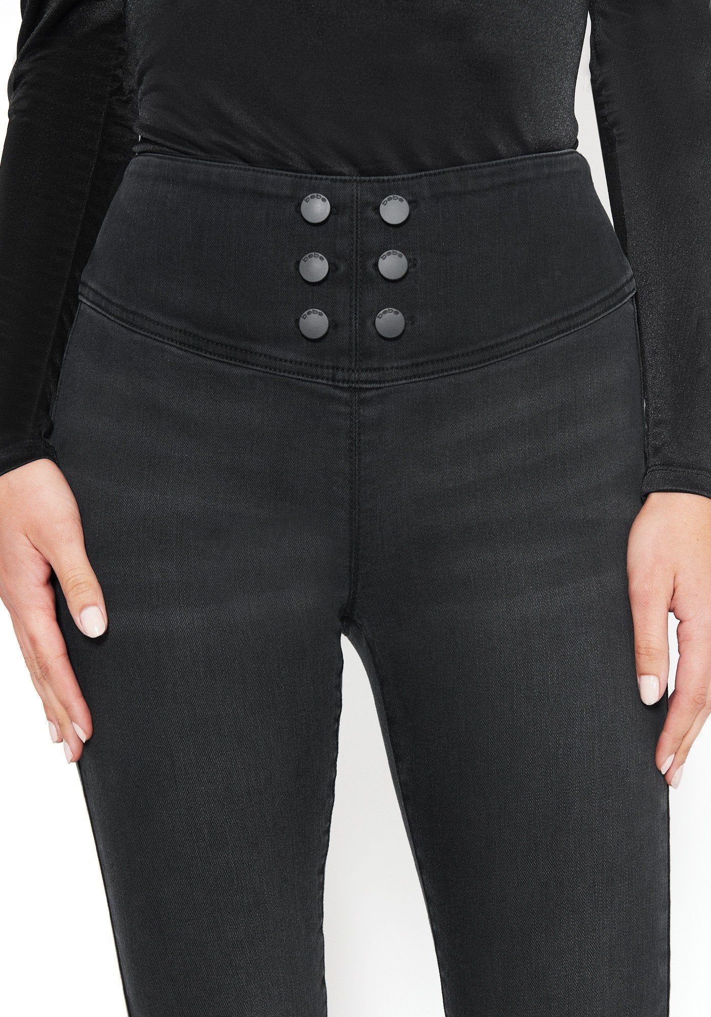 Button Trim High Waist Jeans sold by Bebe product image thumbnail 4