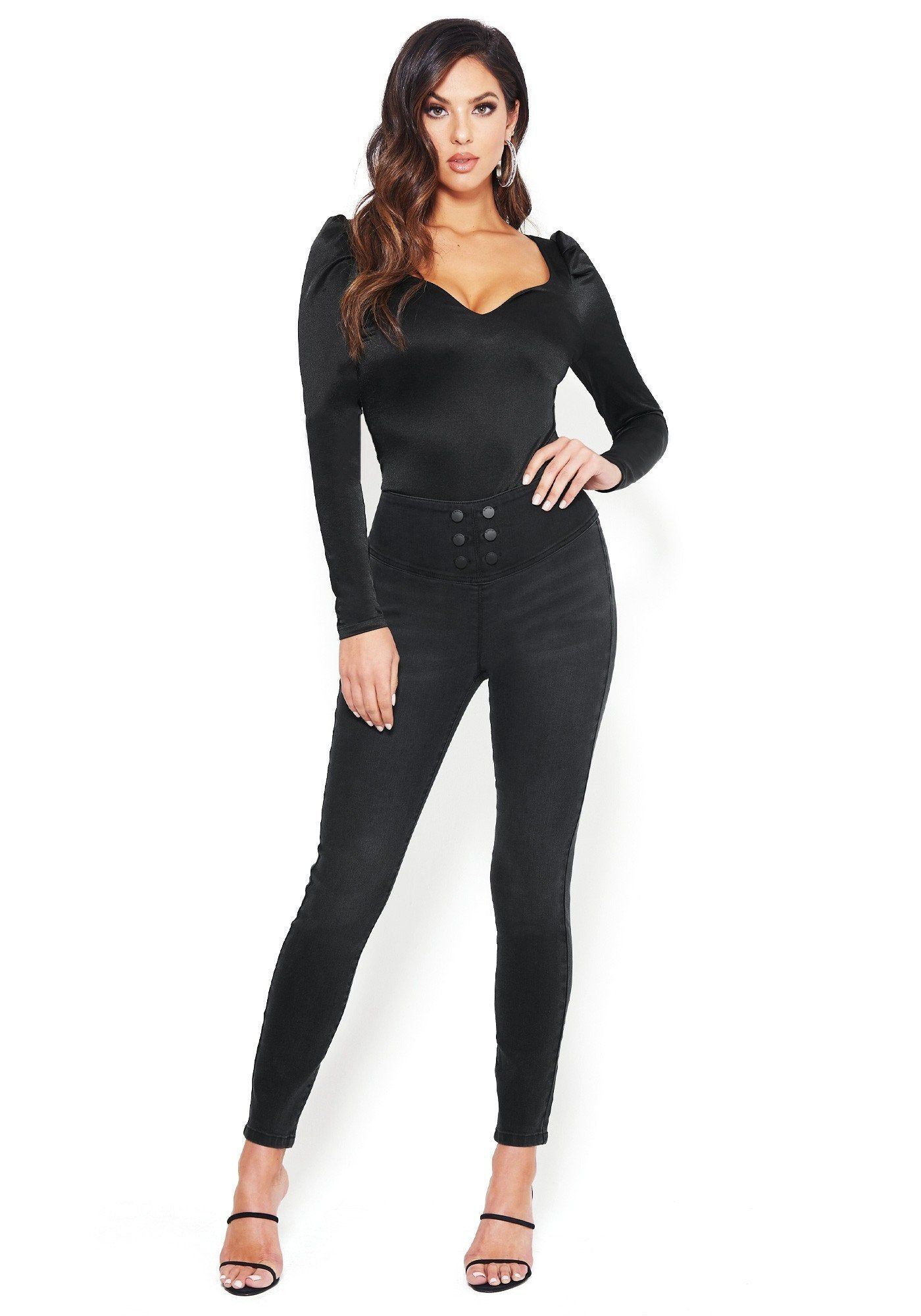 Button Trim High Waist Jeans sold by Bebe product image thumbnail 2