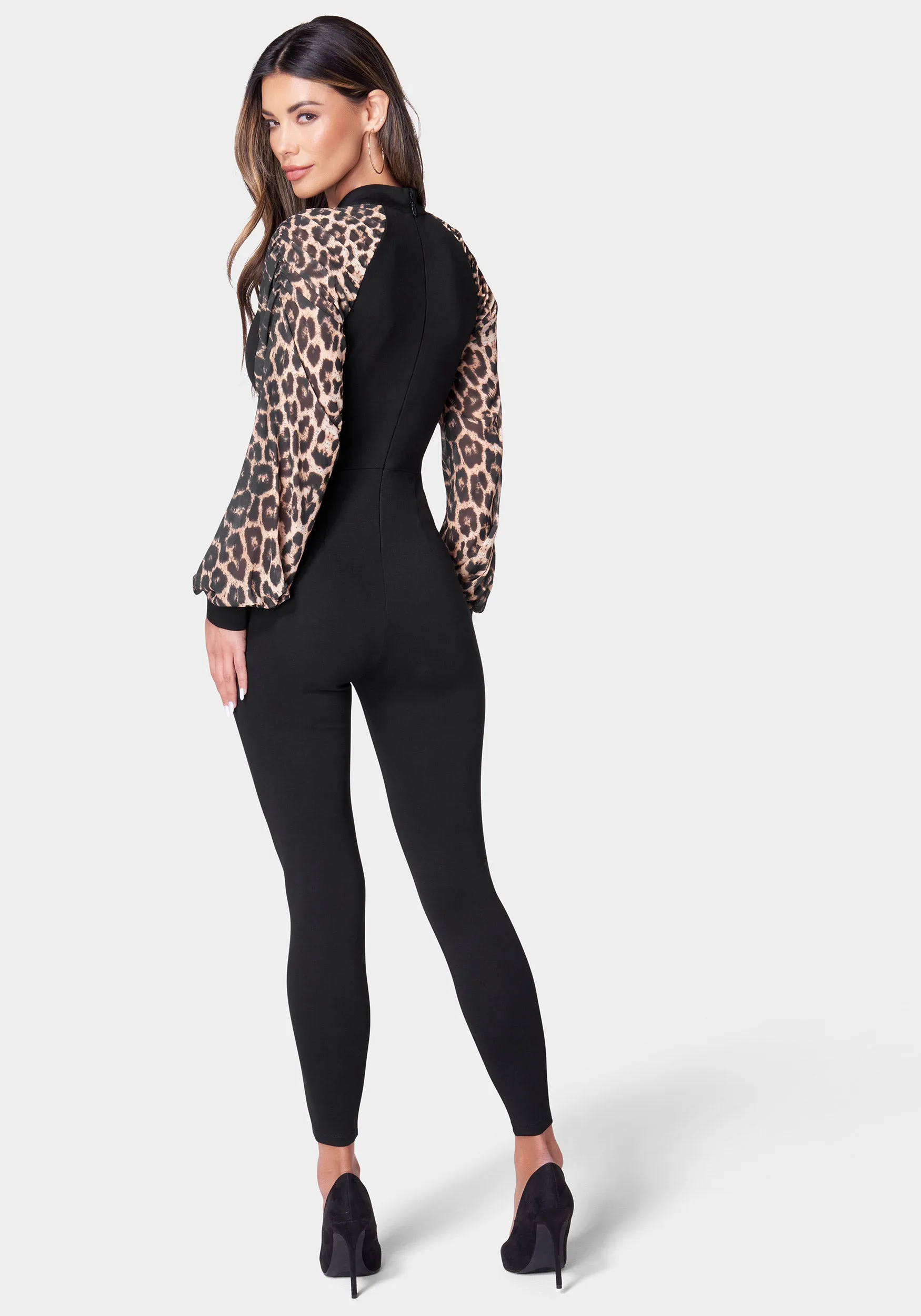 Printed Puff Sleeve Catsuit sold by Bebe product image thumbnail 3