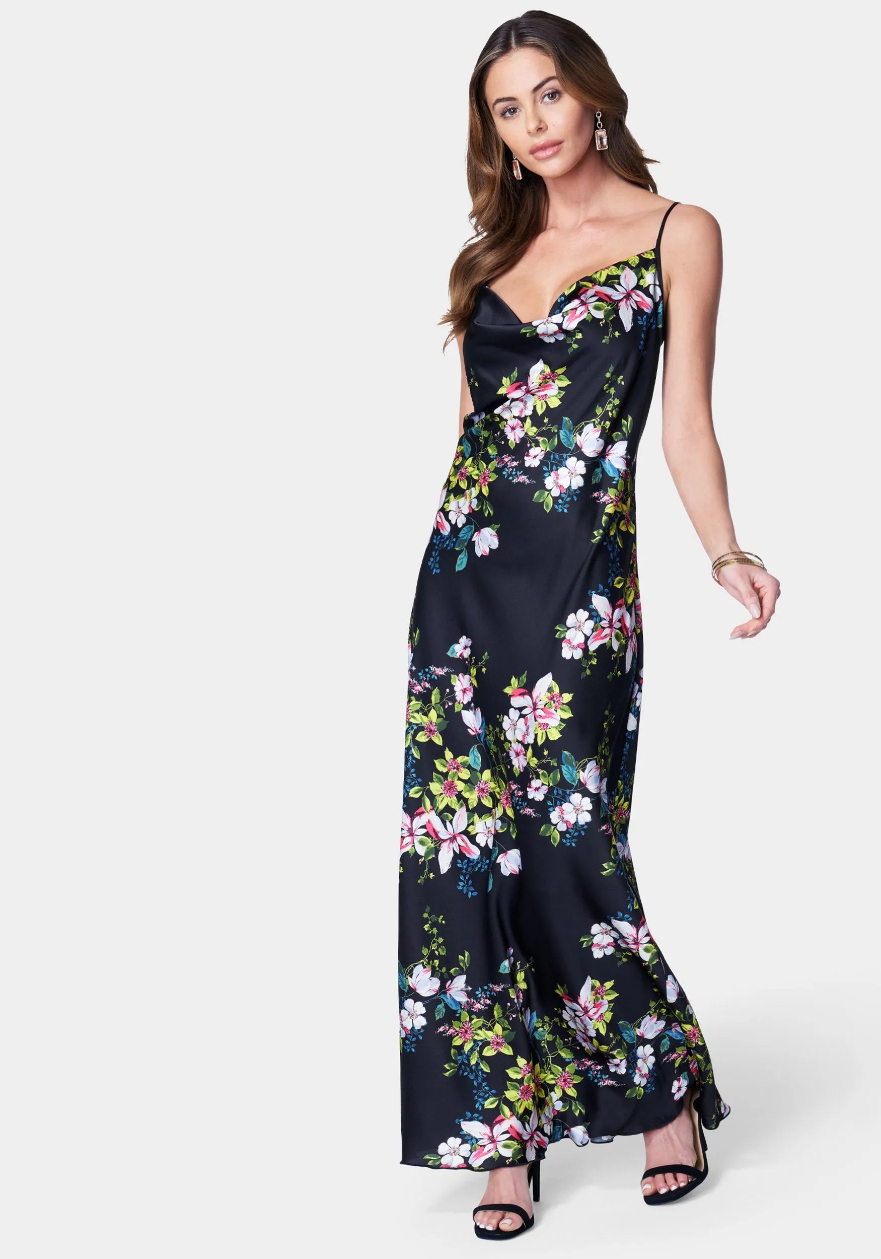 Floral Cowl Neck Maxi Dress sold by Bebe