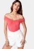 Off Shoulder Front Twist Draped Top sold by Bebe
