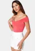 Off Shoulder Front Twist Draped Top sold by Bebe