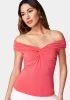 Off Shoulder Front Twist Draped Top sold by Bebe