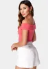 Off Shoulder Front Twist Draped Top sold by Bebe