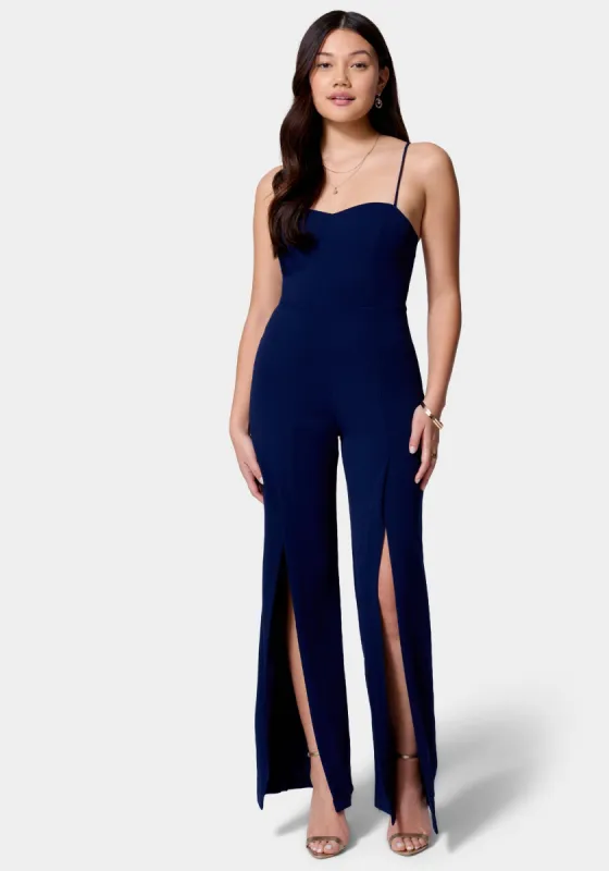 Open Leg Scuba Jumpsuit sold by Bebe