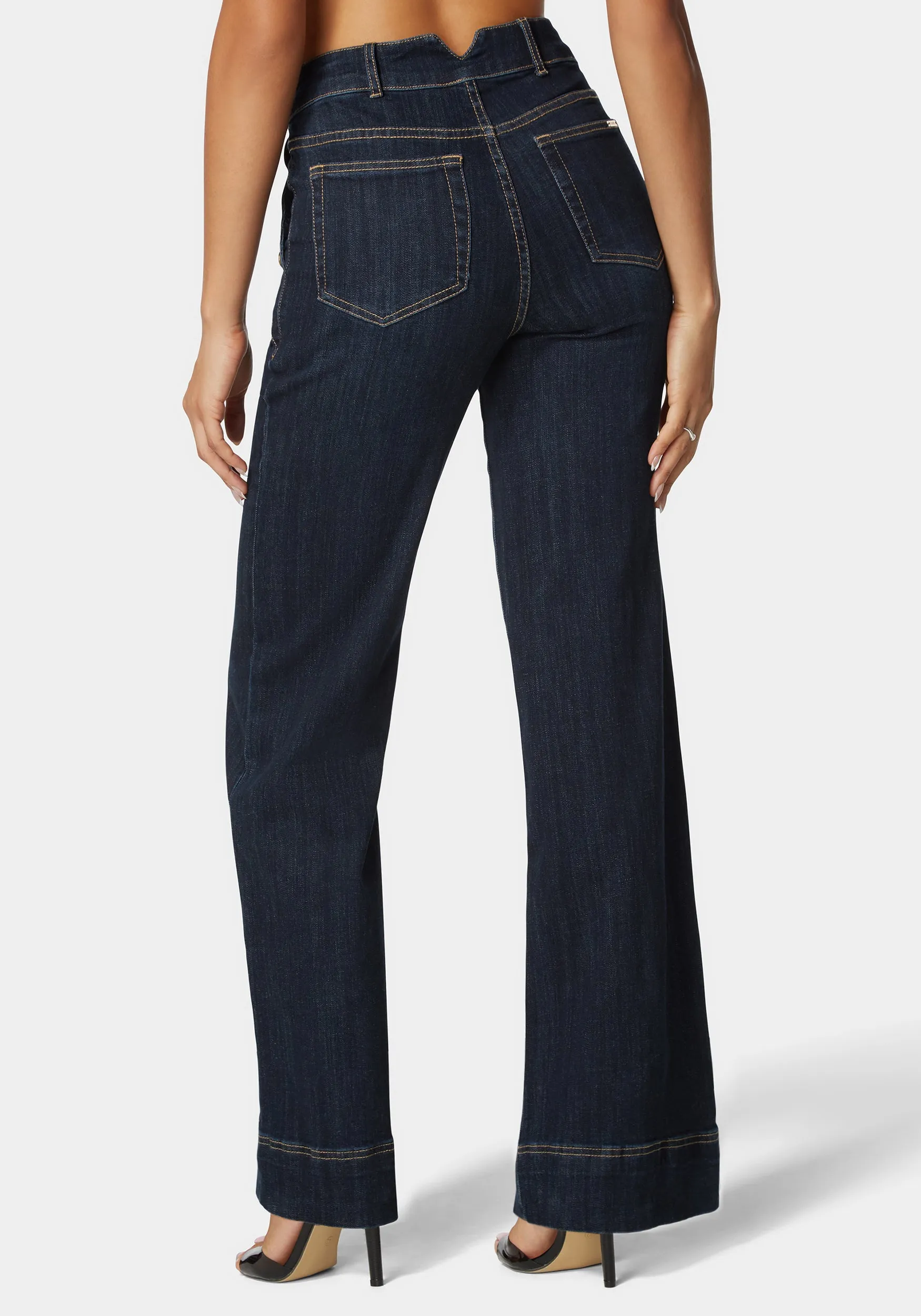 High Waist Button Detail Flared Leg Jeans sold by Bebe product image thumbnail 3