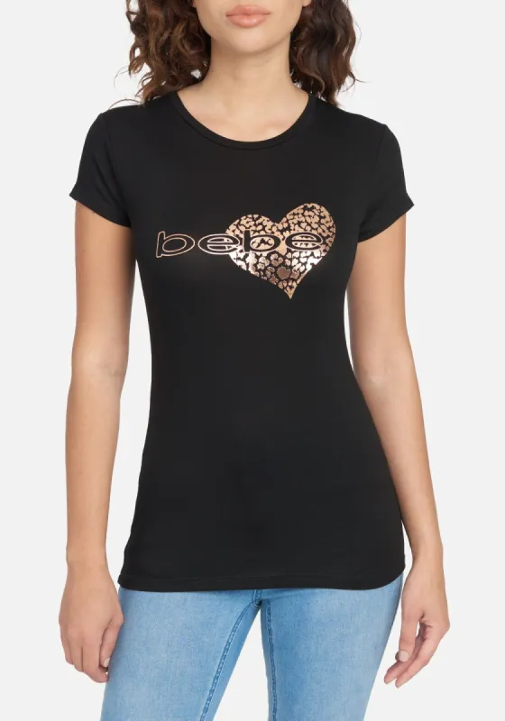 Bebe Logo Heart Glitter Foil Tee sold by Bebe