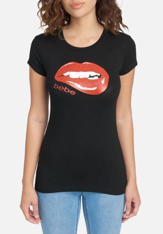 Bebe Logo Lips Foil Tee sold by Bebe