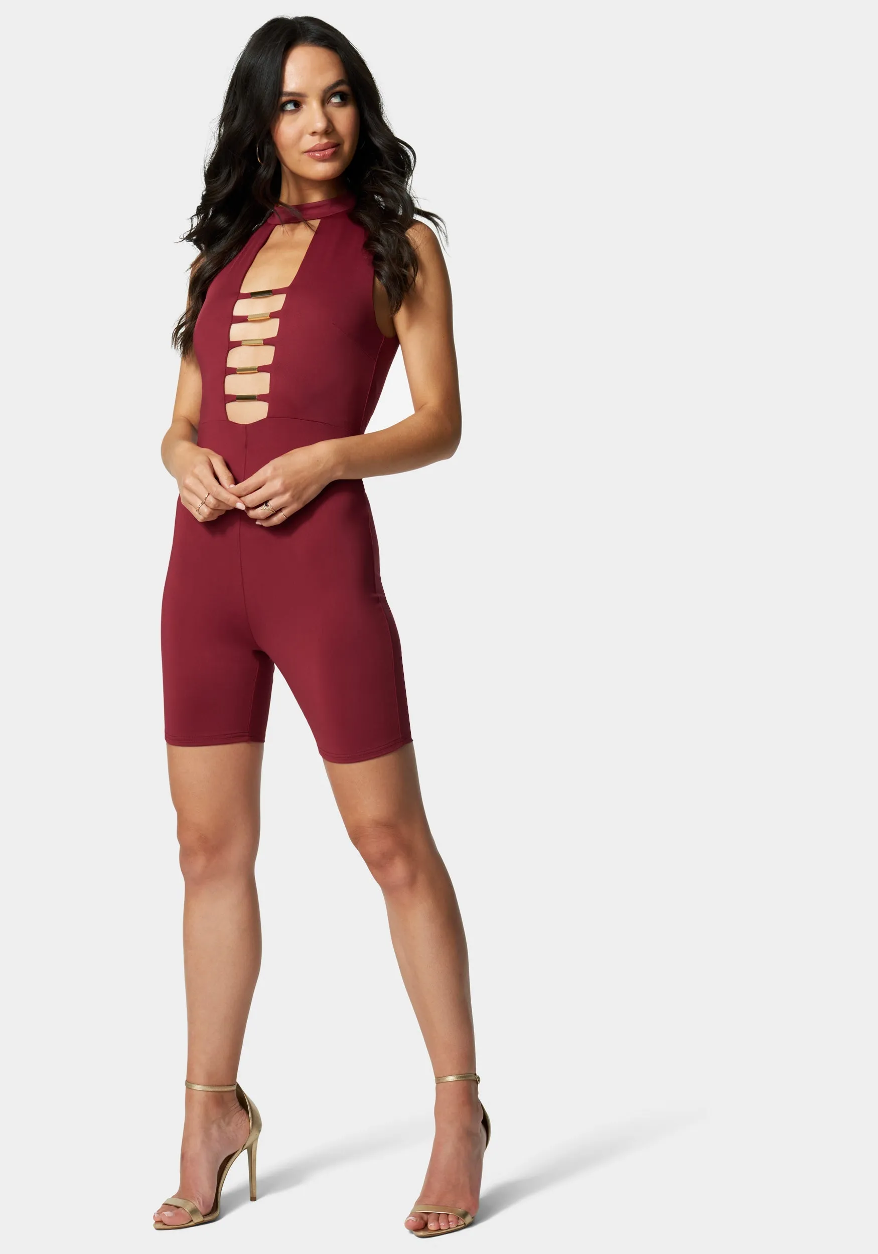 Caged Biker Short Romper sold by Bebe product image thumbnail 2