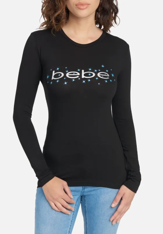 Bebe Logo Star Glitter Top made by TC