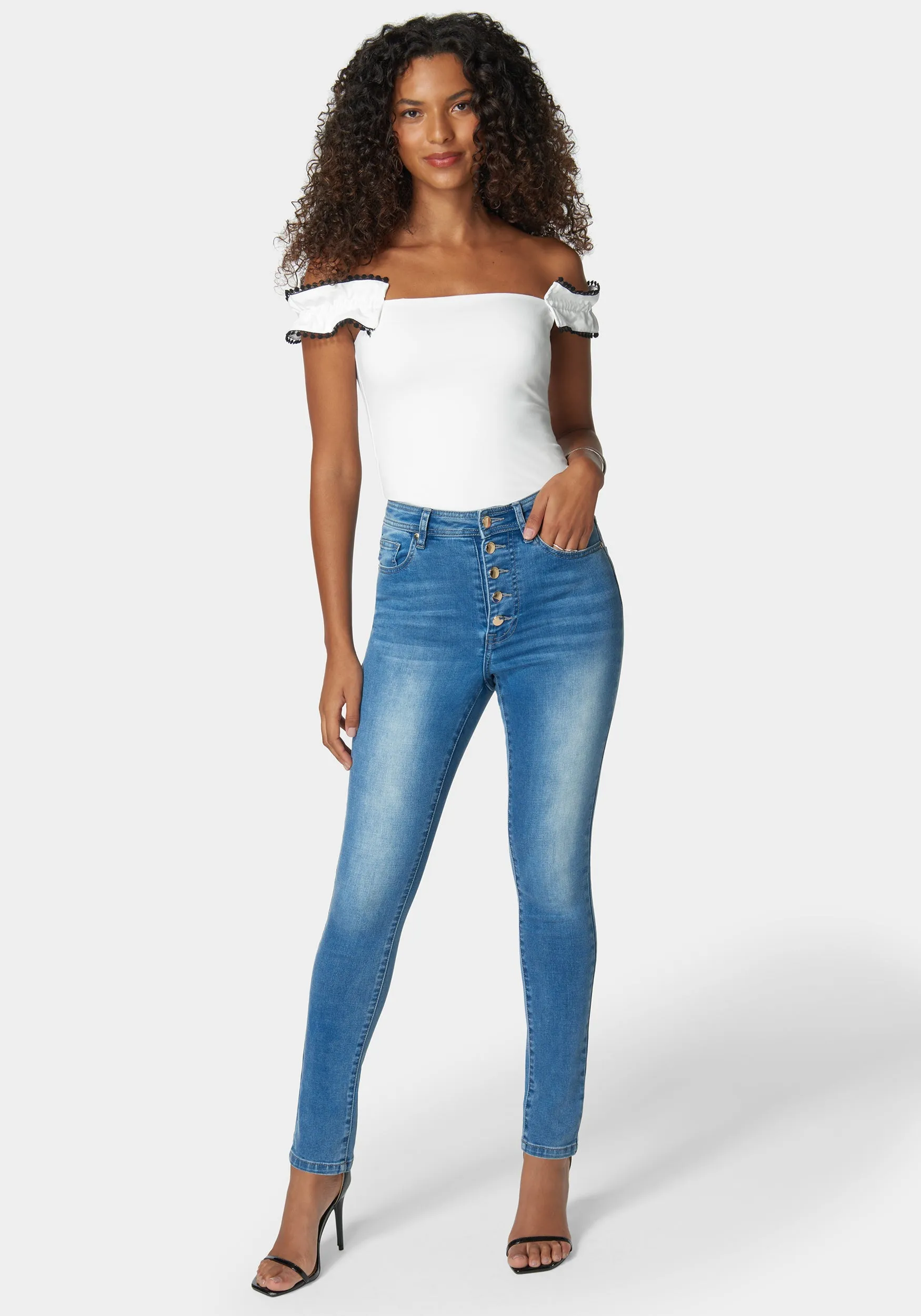 Skinny High Waist Denim With Multi Front Buttons sold by Bebe product image thumbnail 3