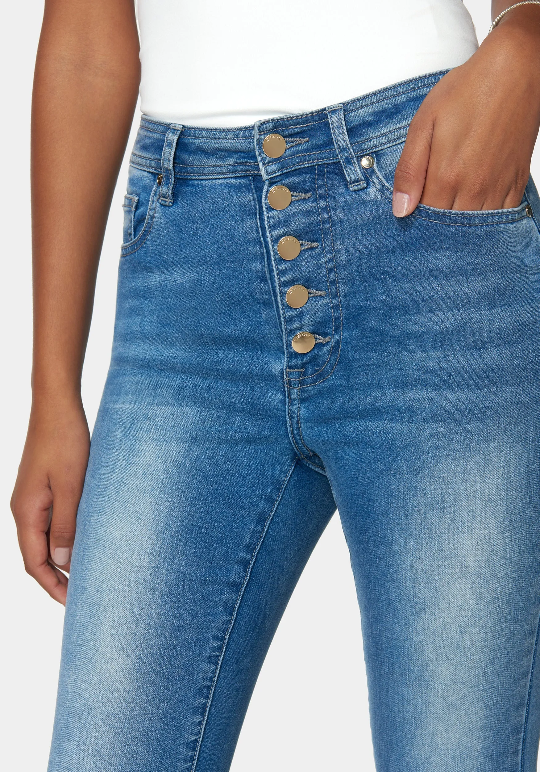 Skinny High Waist Denim With Multi Front Buttons sold by Bebe product image thumbnail 4