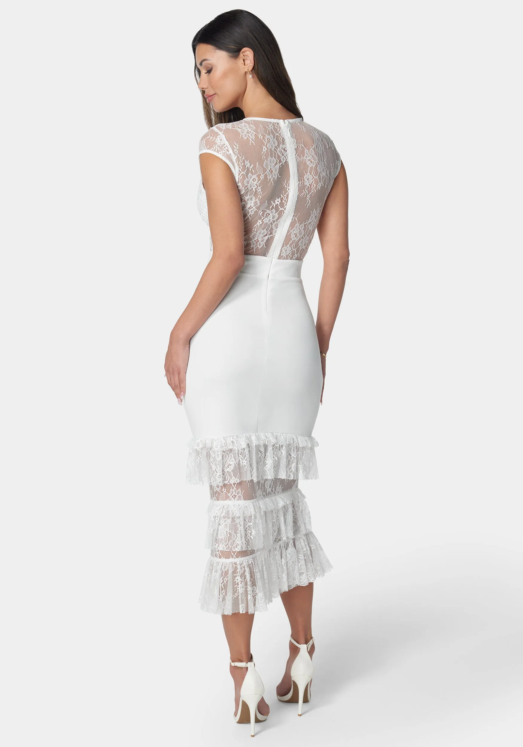 Tiered Lace Midi Dress sold by Bebe product image thumbnail 3