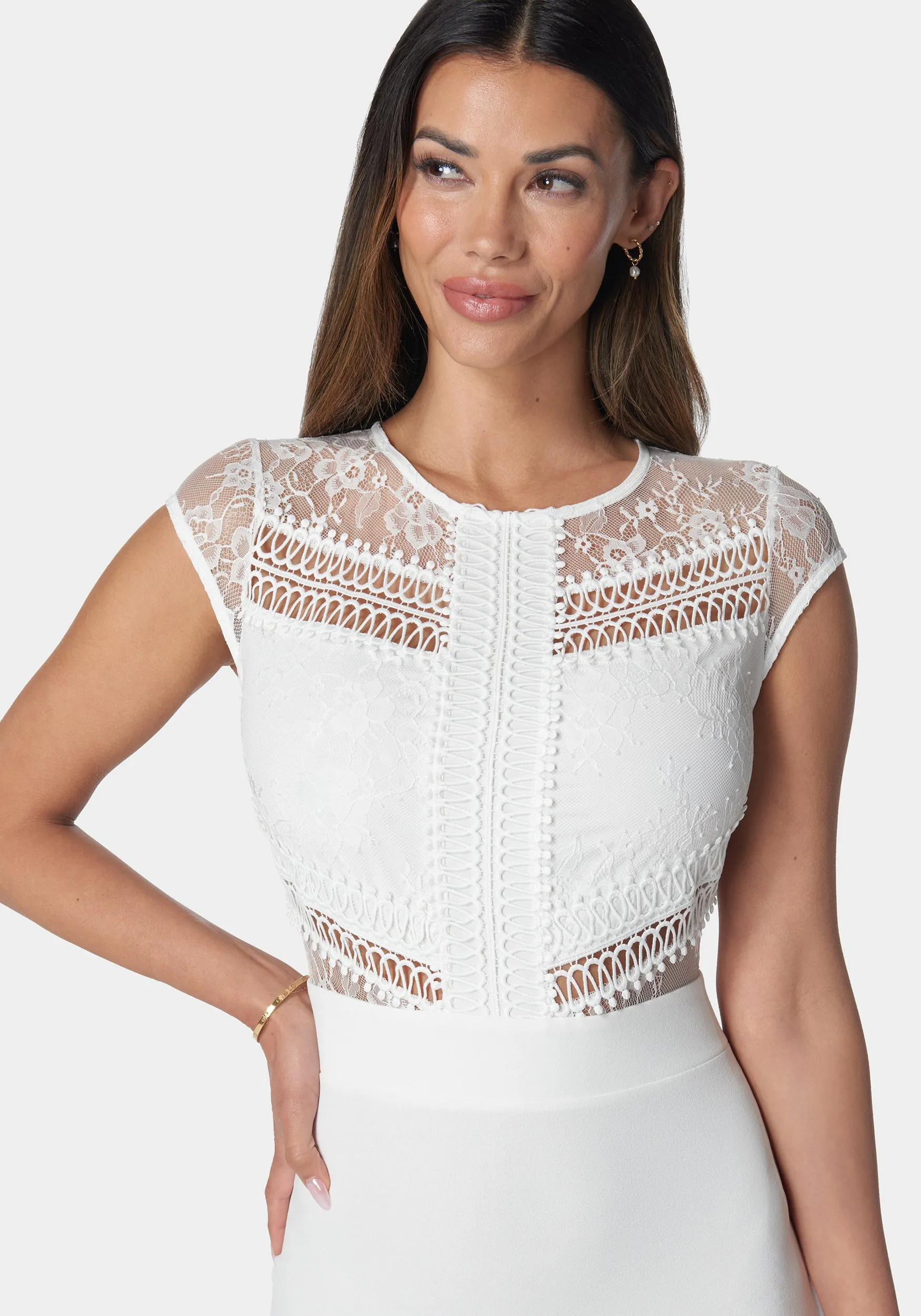 Tiered Lace Midi Dress sold by Bebe product image thumbnail 4