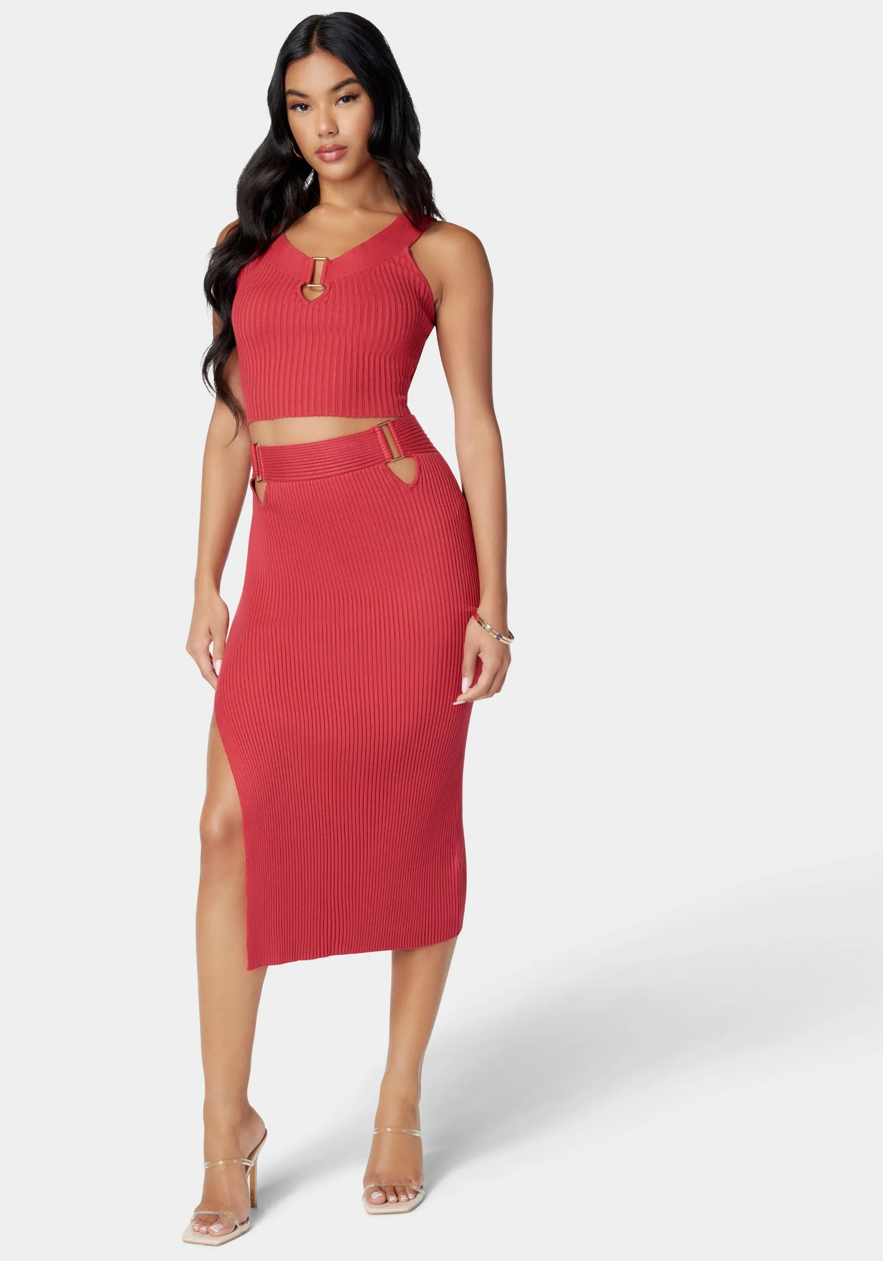 Ring Detail Side Slit Sweater Skirt sold by Bebe product image thumbnail 2