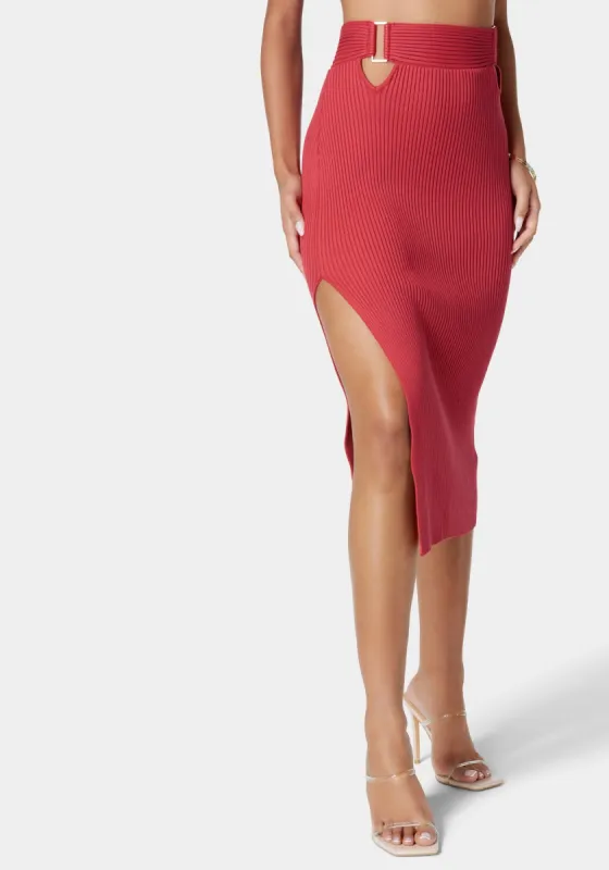 Ring Detail Side Slit Sweater Skirt sold by Bebe