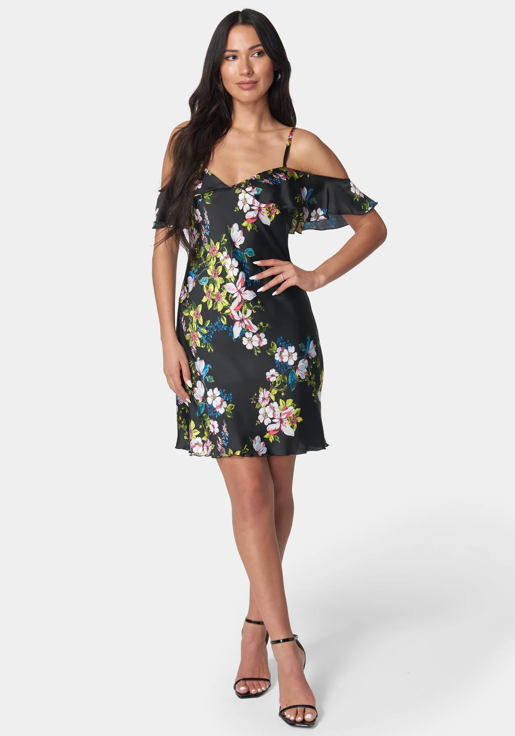 Printed Bubble Satin Mini Dress sold by Bebe