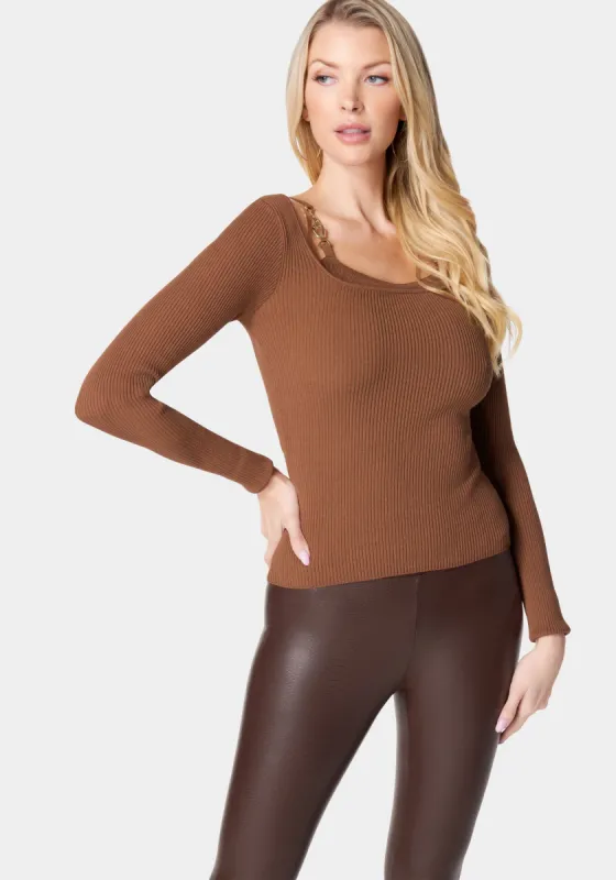 Long Sleeve Trim Detail Sweater sold by Bebe