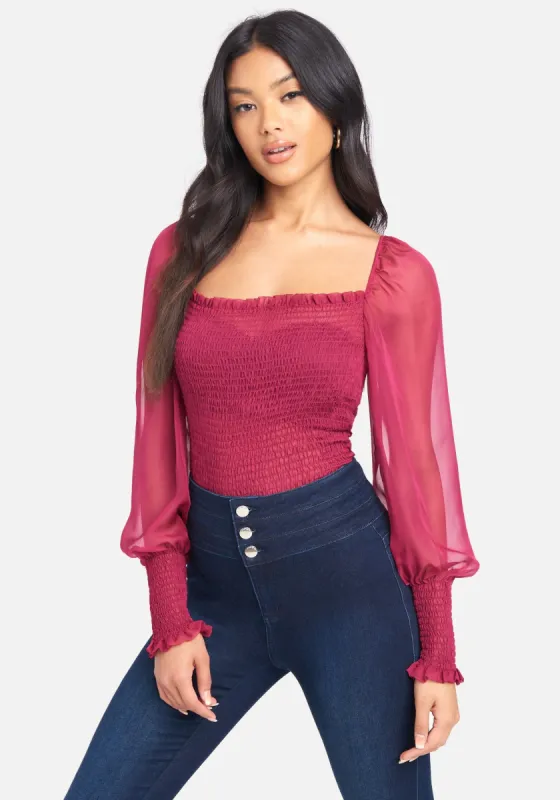 Blouson Smocked Top sold by Bebe