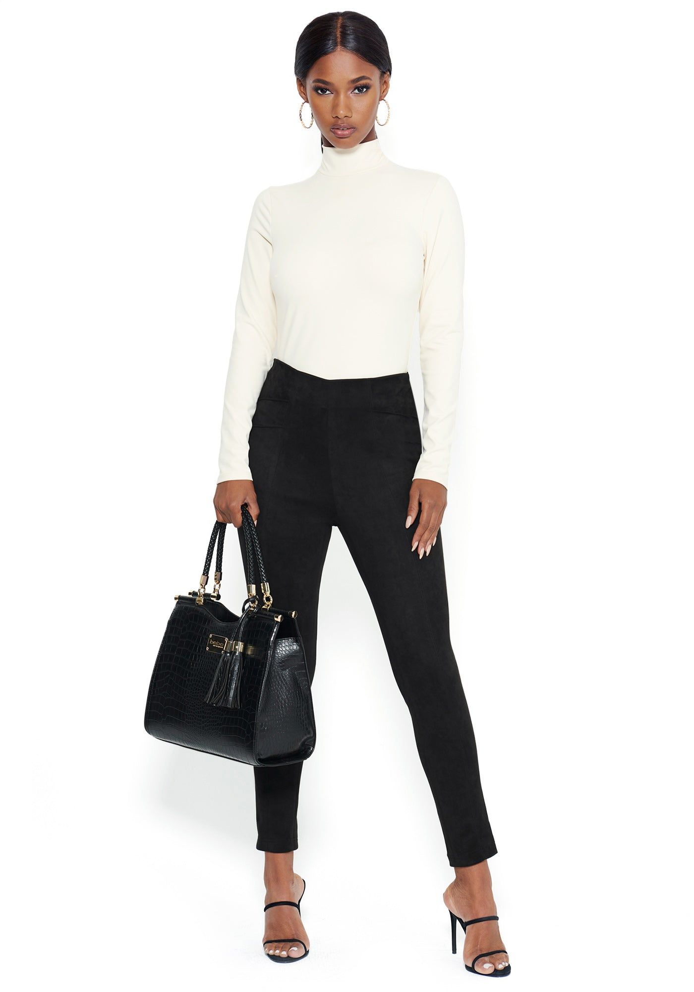 Suede Zip Front Slit Leggings sold by Bebe product image thumbnail 2