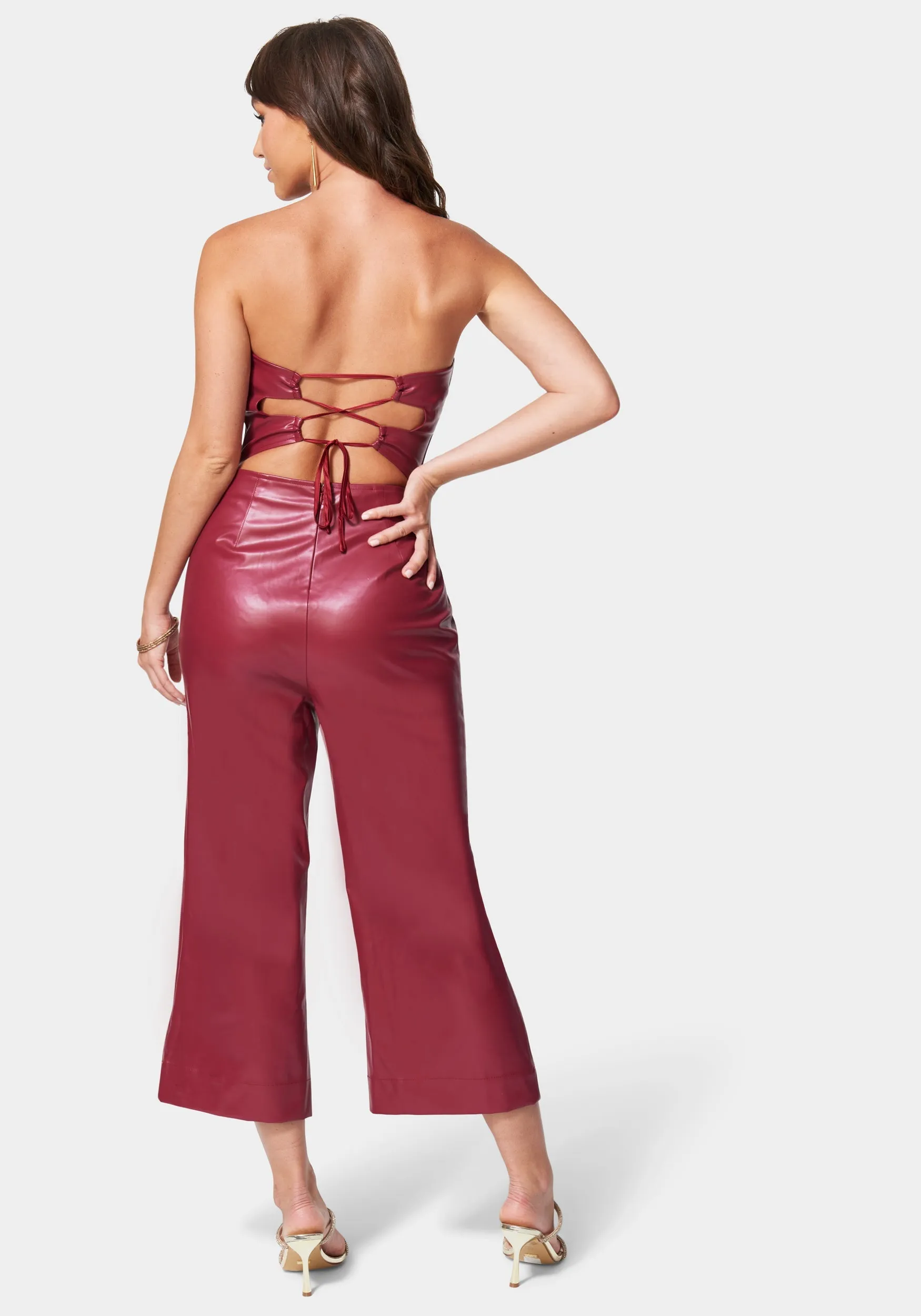 Vegan Leather Culotte Jumpsuit sold by Bebe product image thumbnail 3