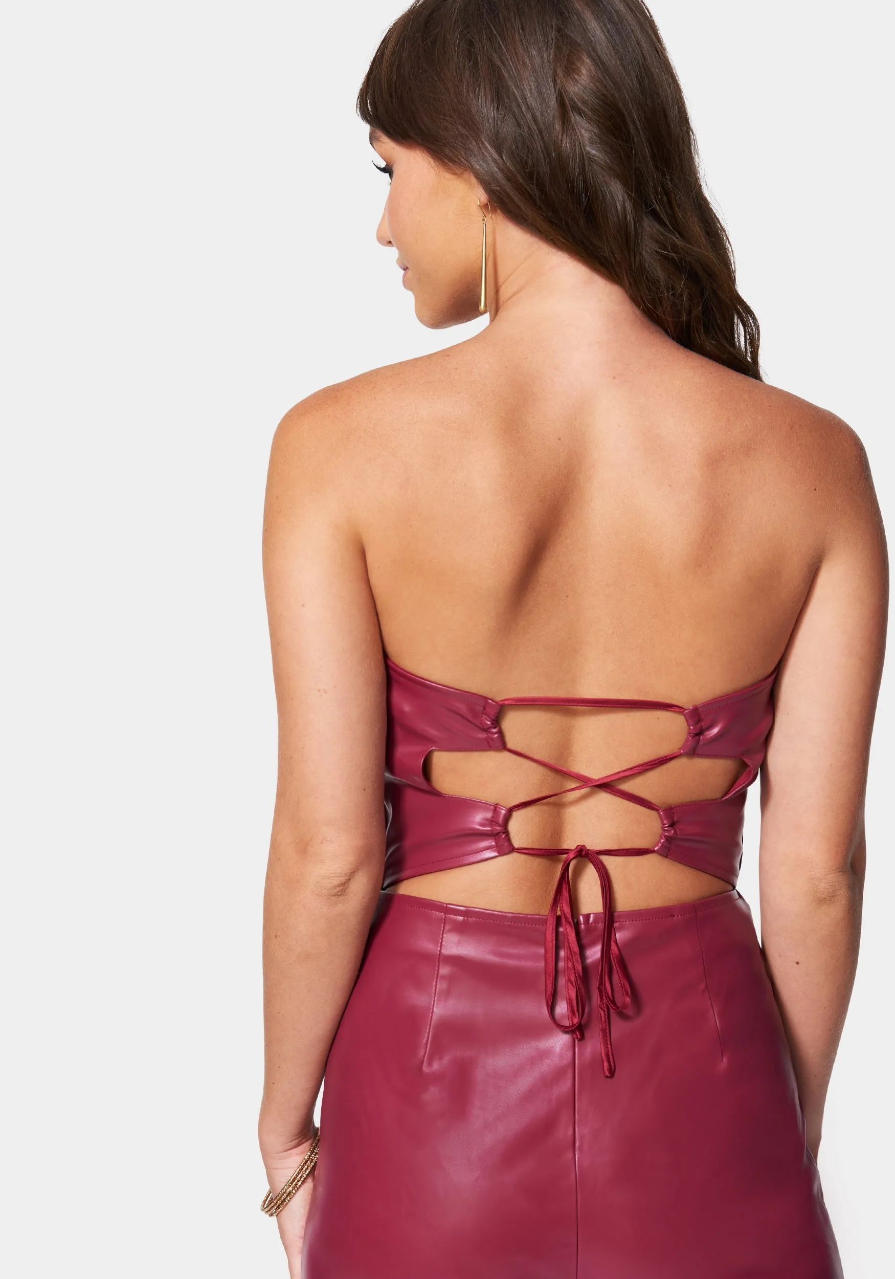 Vegan Leather Culotte Jumpsuit sold by Bebe product image thumbnail 4