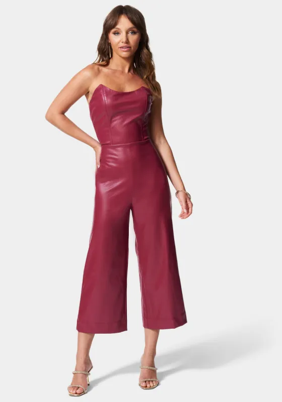 Vegan Leather Culotte Jumpsuit sold by Bebe