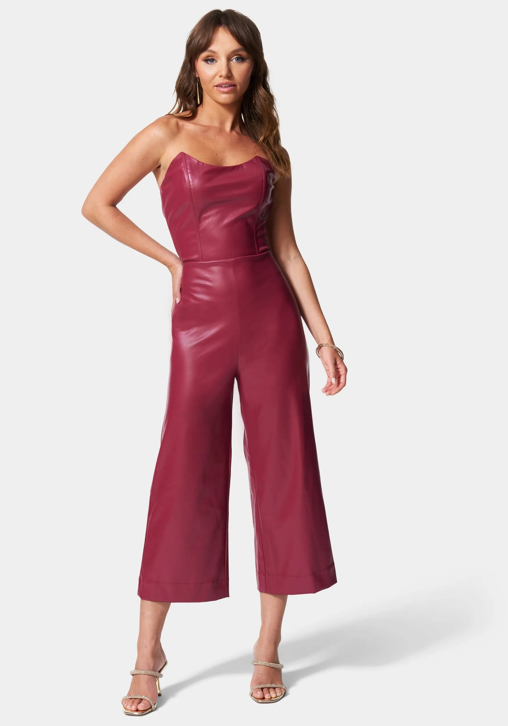 Vegan Leather Culotte Jumpsuit sold by Bebe
