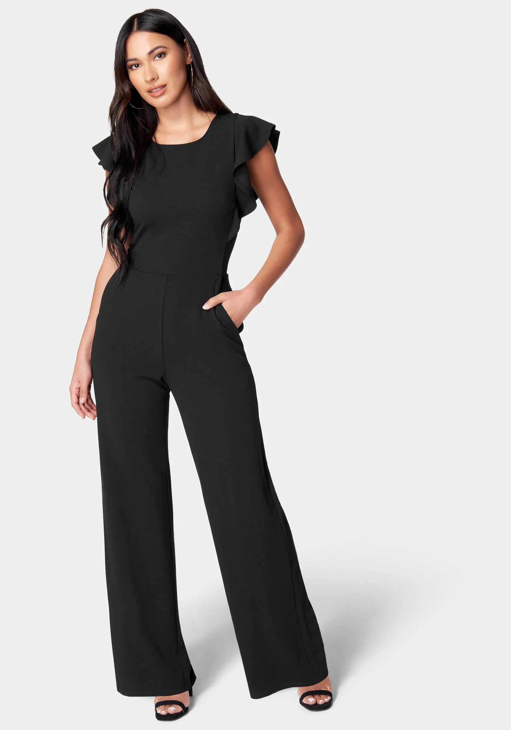 Flutter Sleeve Core Jumpsuit sold by Bebe