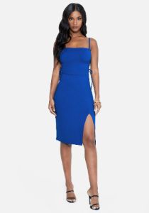 Side Lace Up Slit Dress sold by Bebe