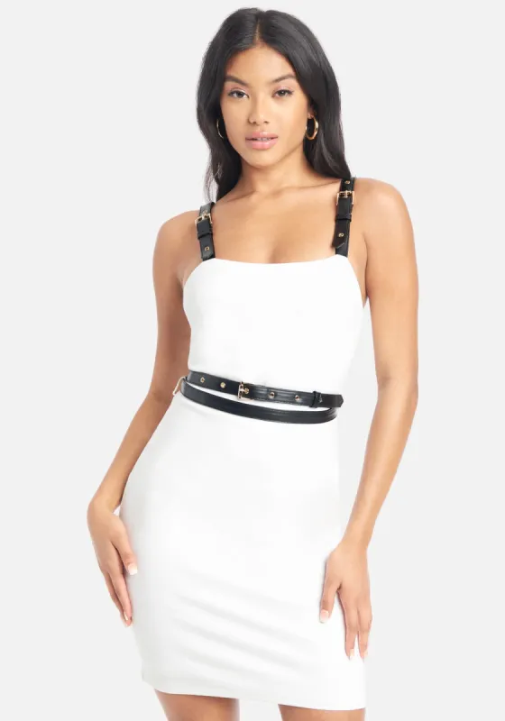 Buckle Strap Dress sold by Bebe
