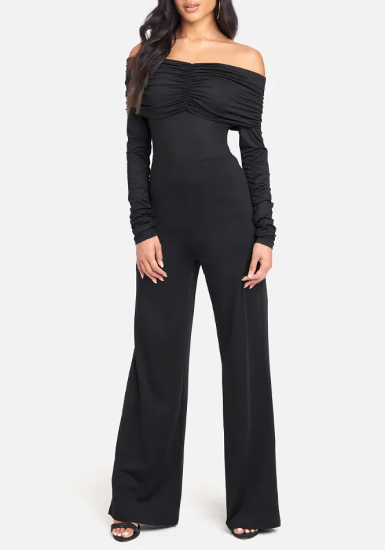 Slinky Off Shoulder Jumpsuit sold by Bebe