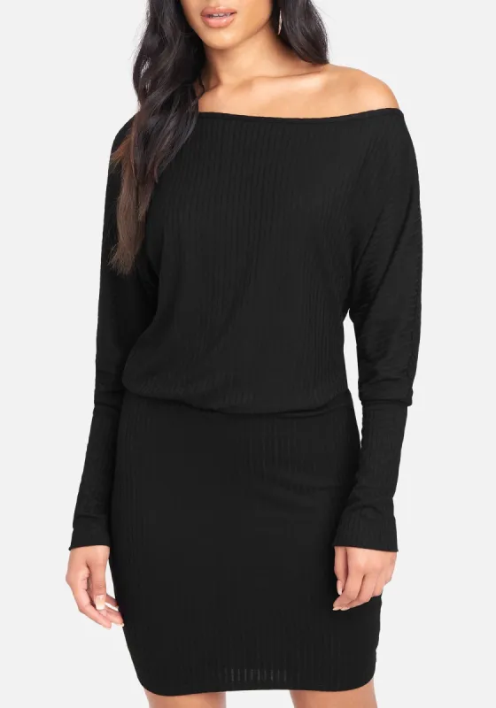 Off Shoulder Rib Dress sold by Bebe
