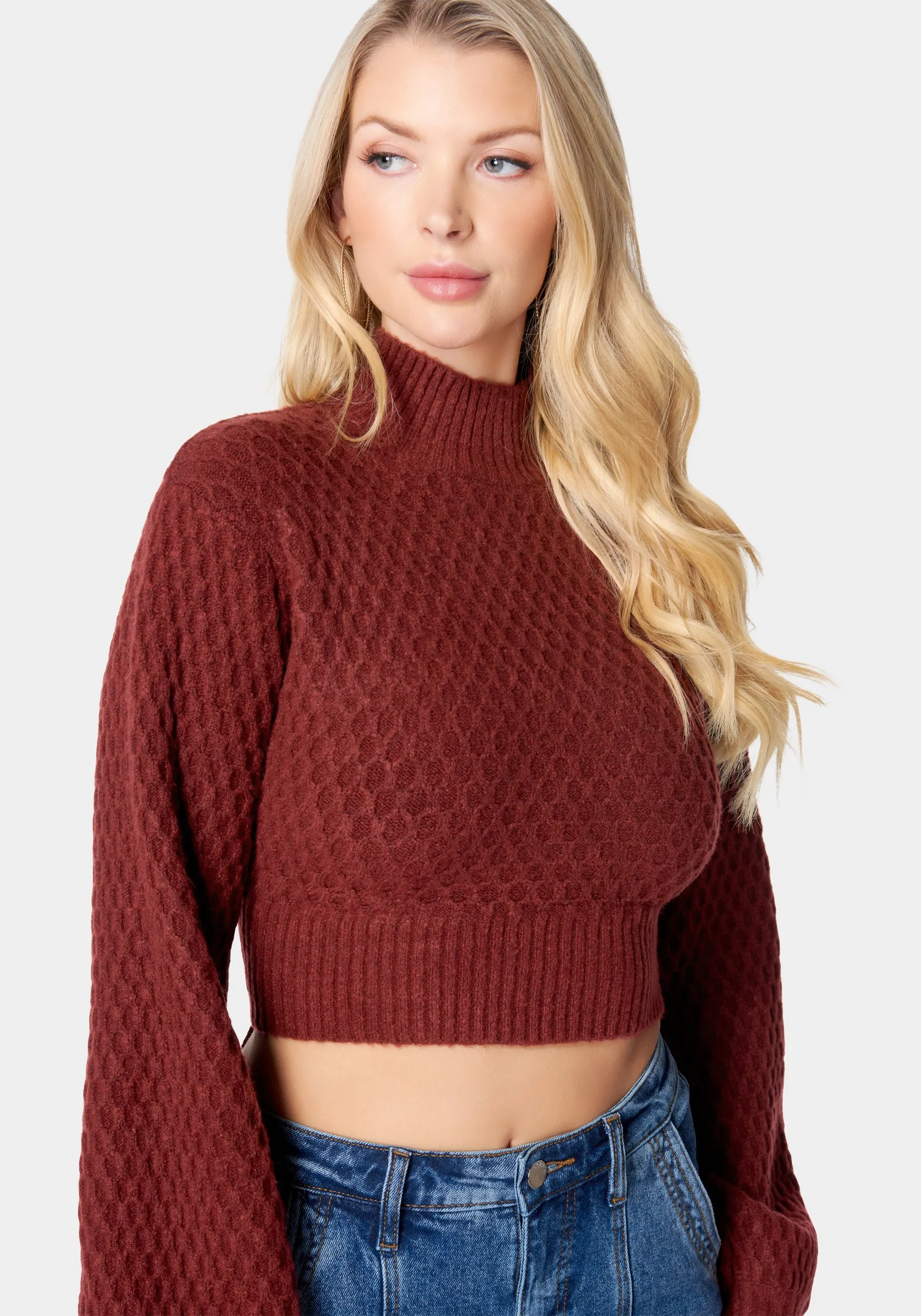 Open Back Mock Neck Sweater sold by Bebe product image thumbnail 2