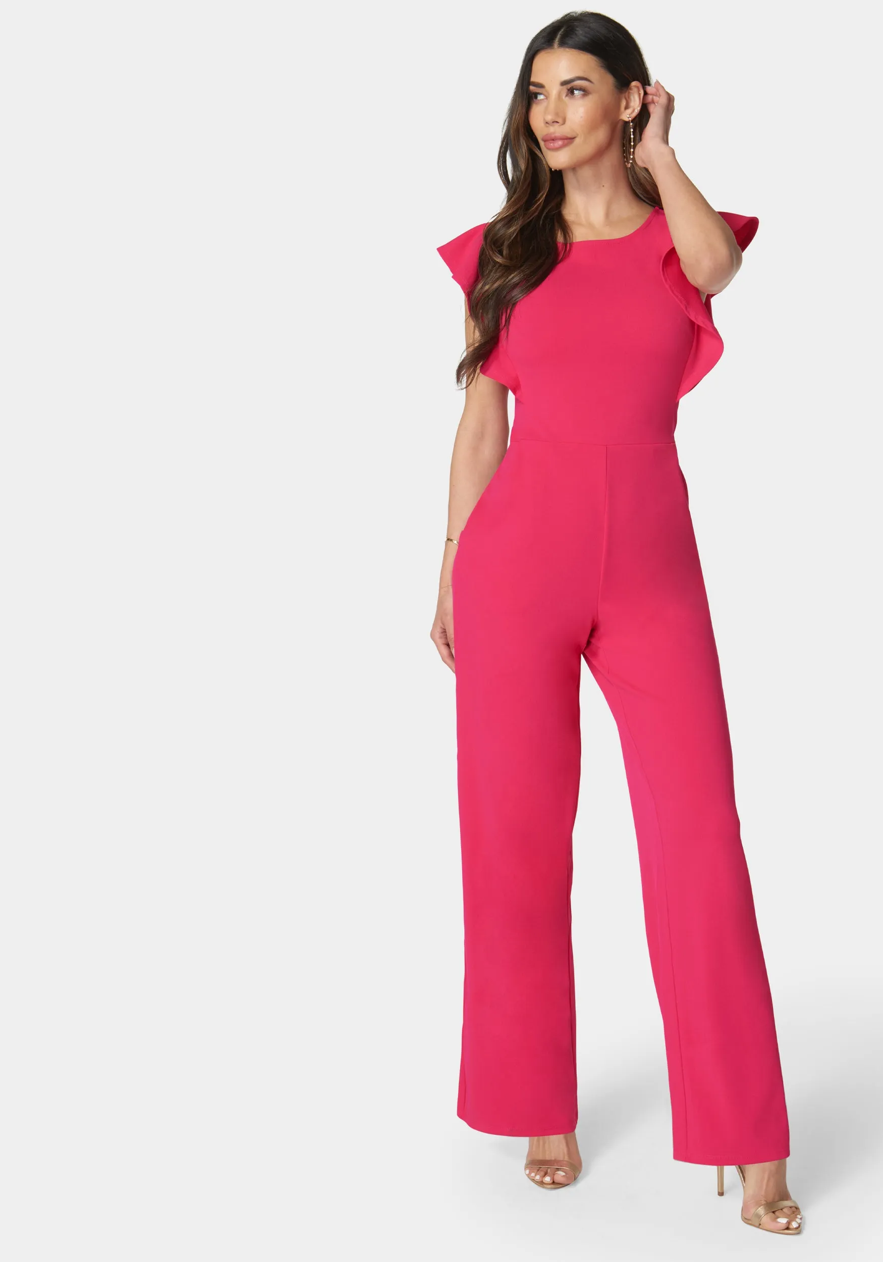 Flutter Sleeve Core Jumpsuit sold by Bebe