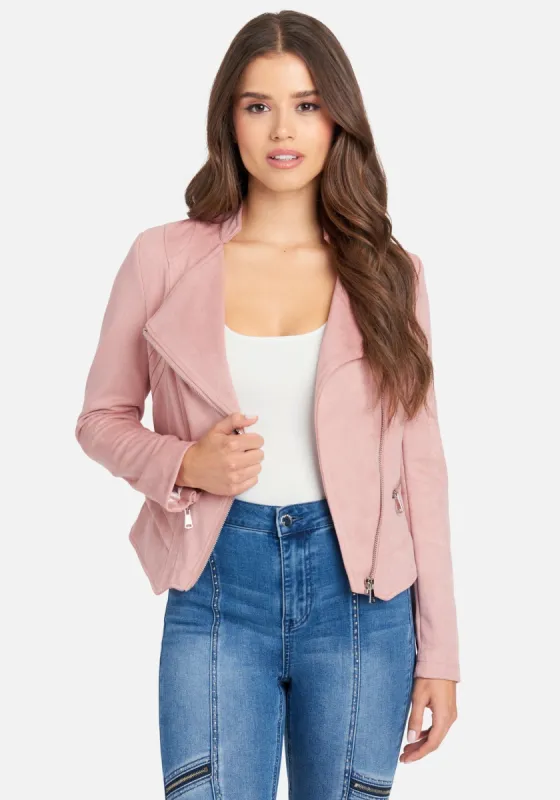 Vegan Suede Moto Jacket sold by Bebe