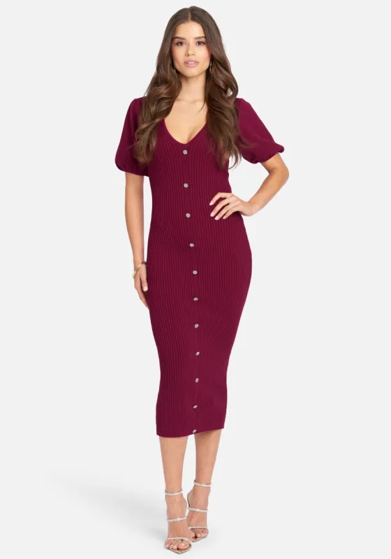 Puff Sleeve Sweater Button Dress sold by Bebe