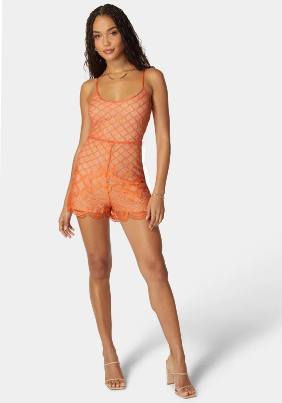 Mesh And Lace Romper sold by Bebe