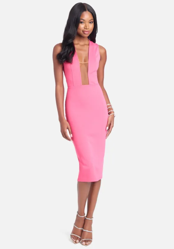 Illusion Mesh Scuba Dress sold by Bebe