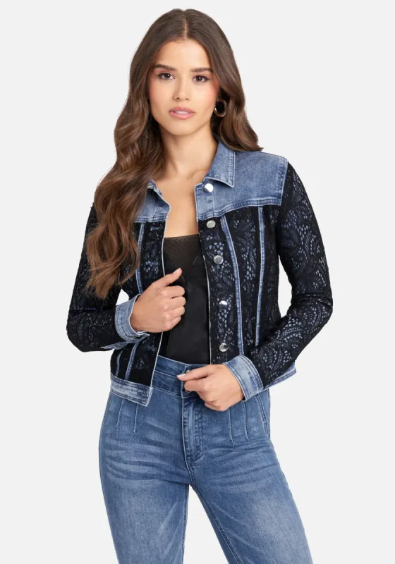 Lace Detail Denim Jacket sold by Bebe