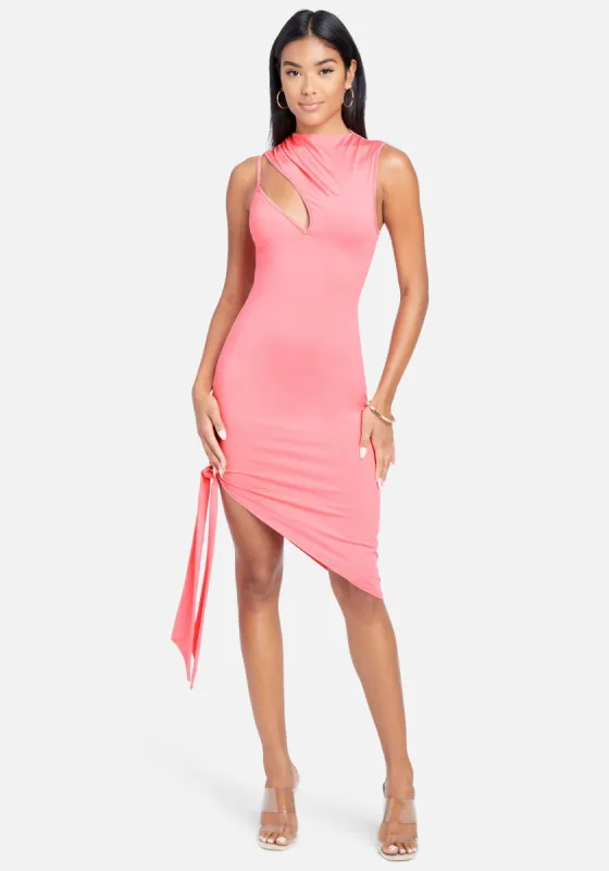 Asymmetrical Hem Slinky Midi Dress sold by Bebe