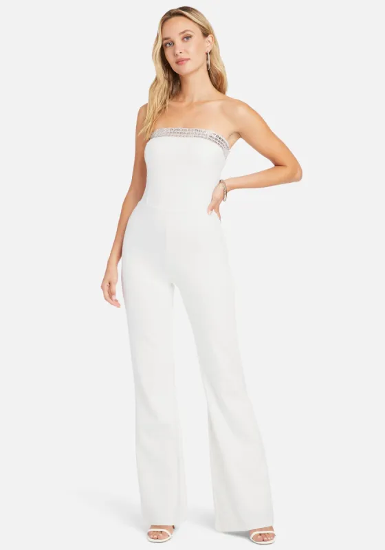 Crystal Strapless Jumpsuit sold by Bebe